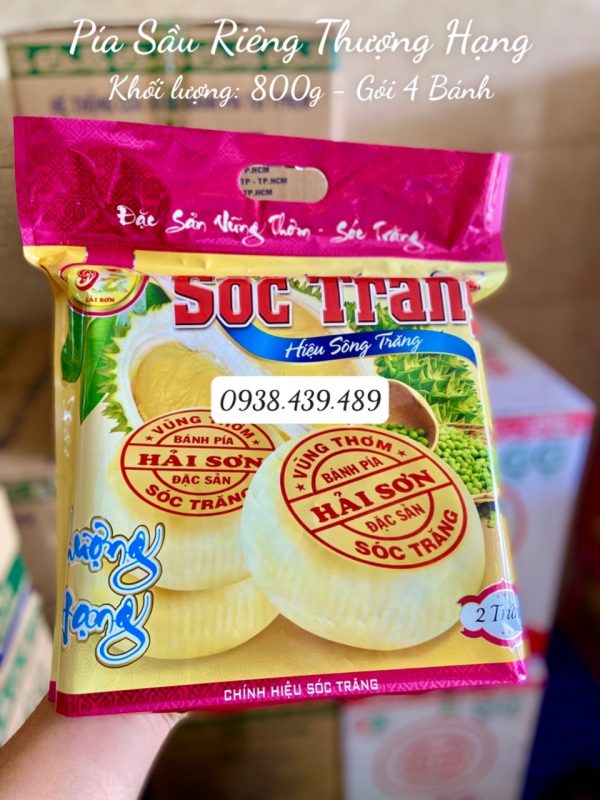 Bánh Pía đậu xanh sầu riêng Thượng Hạng 2 trứng Hải Sơn 800g [TÚI 4 BÁNH]