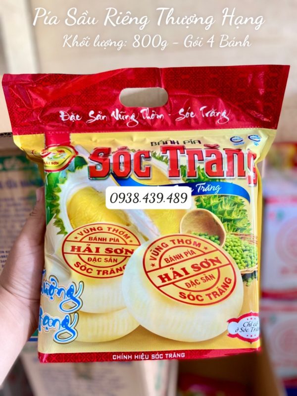 Bánh Pía đậu xanh sầu riêng Thượng Hạng 2 trứng Hải Sơn 800g [TÚI 4 BÁNH]